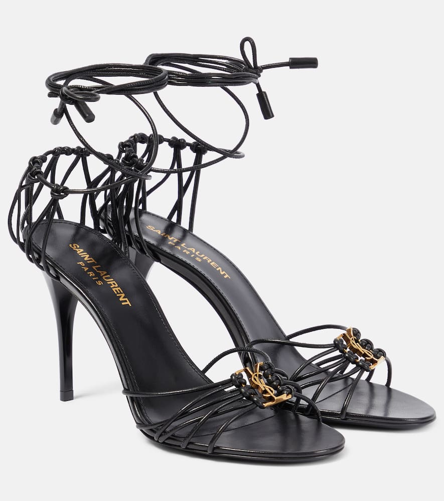 Shop Saint Laurent Babylone 90 Leather Sandals In Black