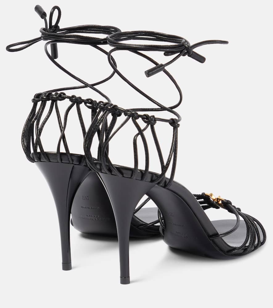 Saint Laurent Babylone Embellished Knotted Leather Sandals In Black