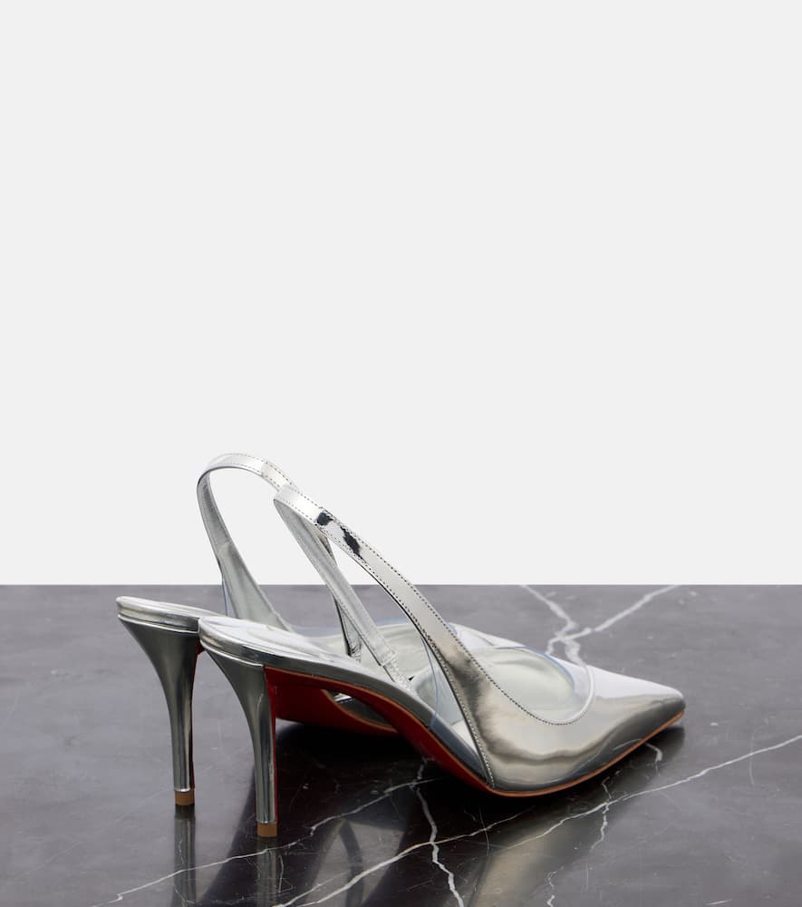 Christian Louboutin Stiletto Heel Pointed Toe Leather Pumps In Silver