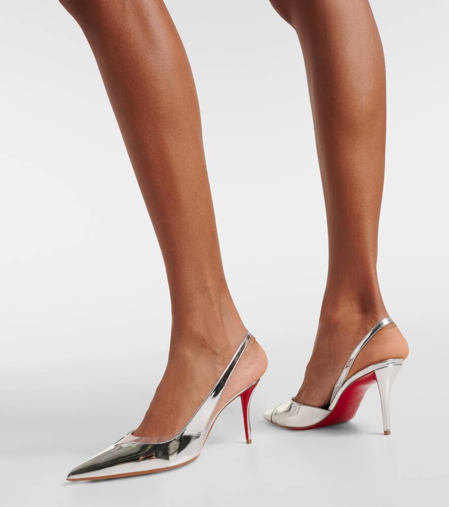 Christian Louboutin Stiletto Heel Pointed Toe Leather Pumps In Silver