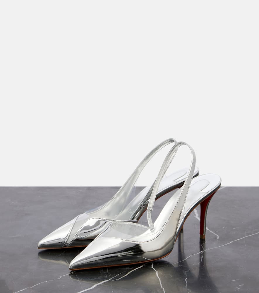 Christian Louboutin Stiletto Heel Pointed Toe Leather Pumps In Silver