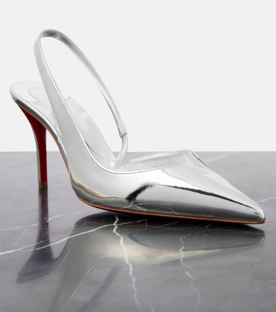 Christian Louboutin Stiletto Heel Pointed Toe Leather Pumps In Silver