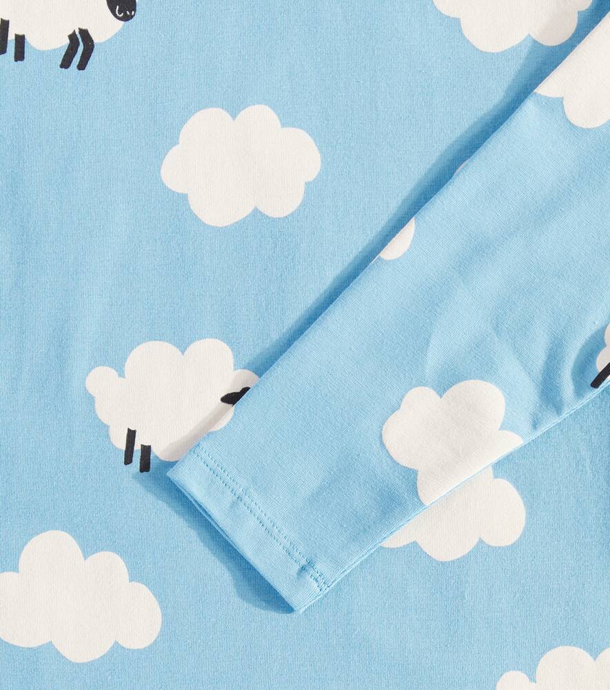 Stella Mccartney Printed Cotton-blend Turtleneck Top In Blue