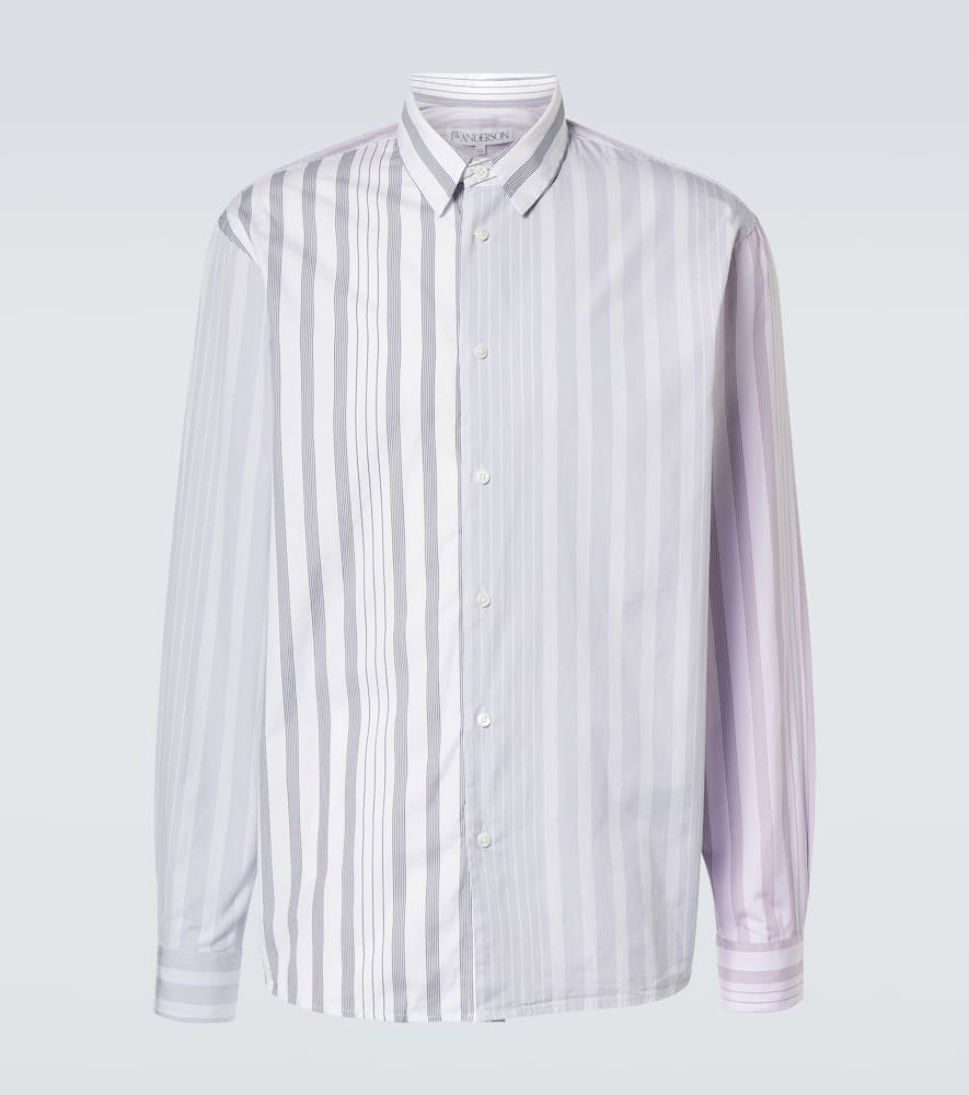 Jw Anderson Striped Pattern Button-down Collar Shirt In Gray