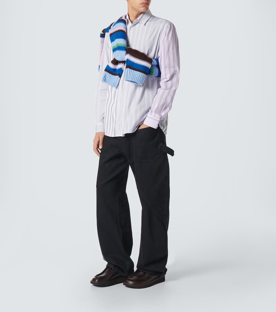 Jw Anderson Striped Pattern Button-down Collar Shirt In Gray
