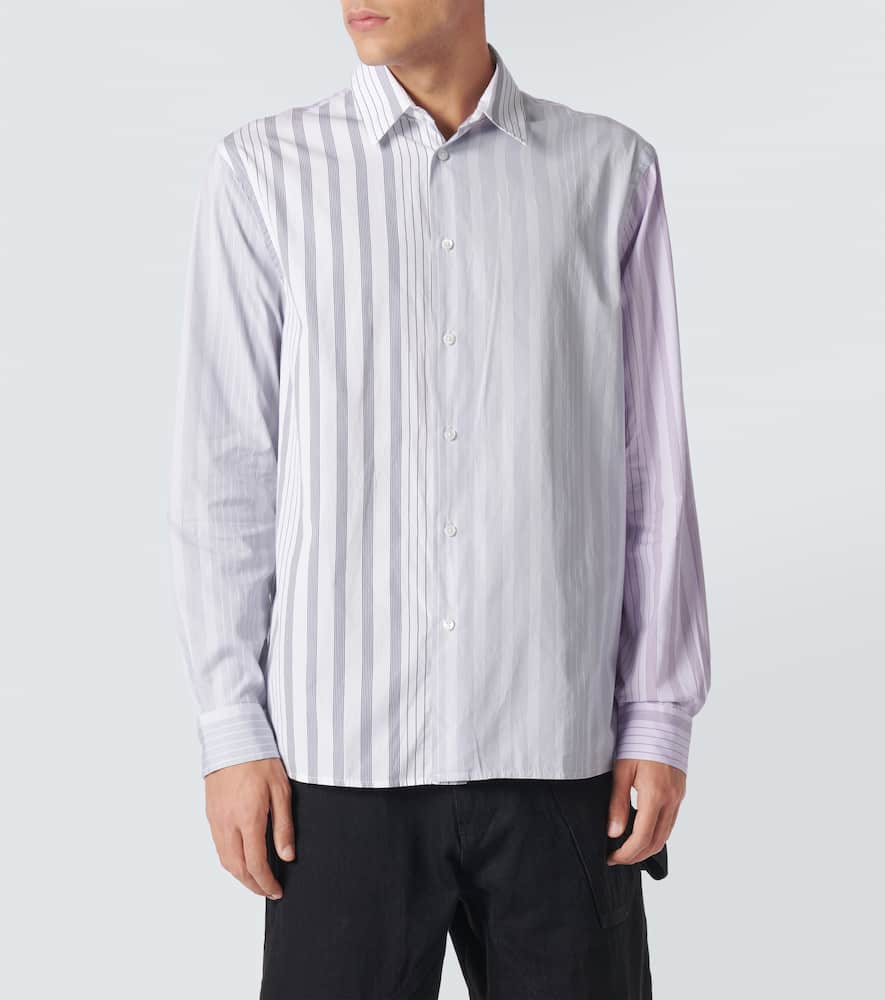 Jw Anderson Striped Pattern Button-down Collar Shirt In Gray
