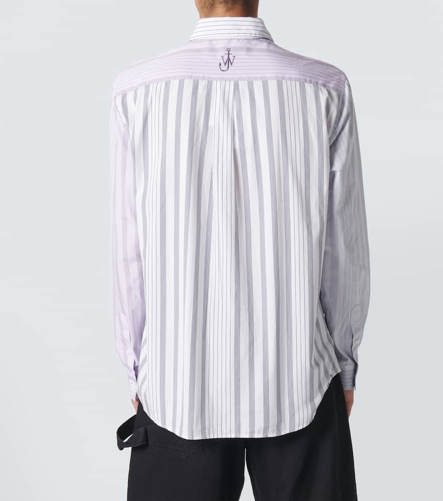 Jw Anderson Striped Pattern Button-down Collar Shirt In Gray