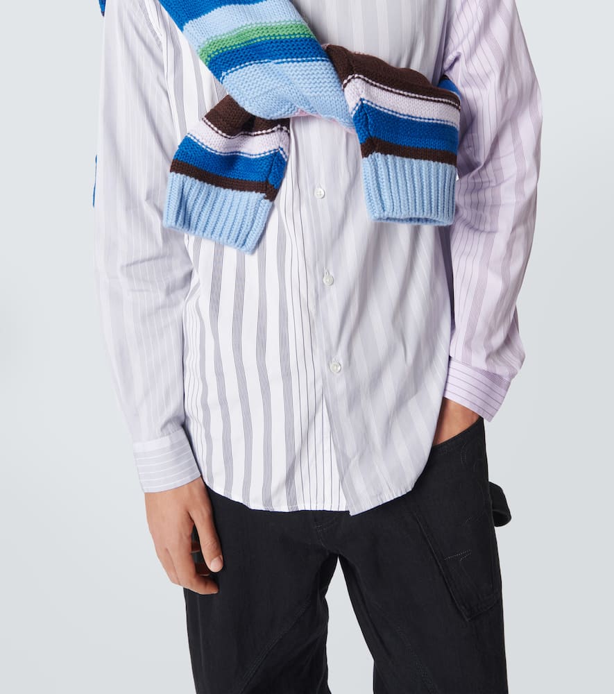 Jw Anderson Striped Pattern Button-down Collar Shirt In Gray