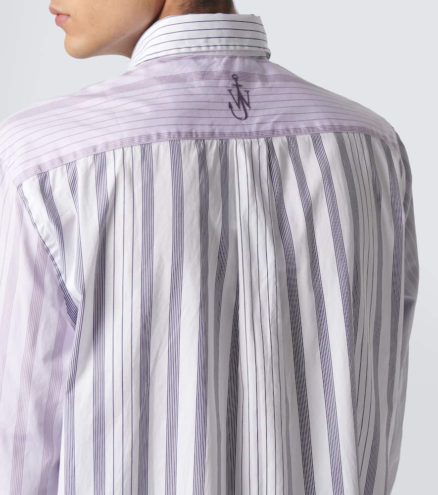 Jw Anderson Striped Pattern Button-down Collar Shirt In Gray