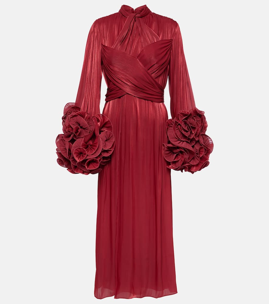 Costarellos Mellonia draped lamé midi dress
