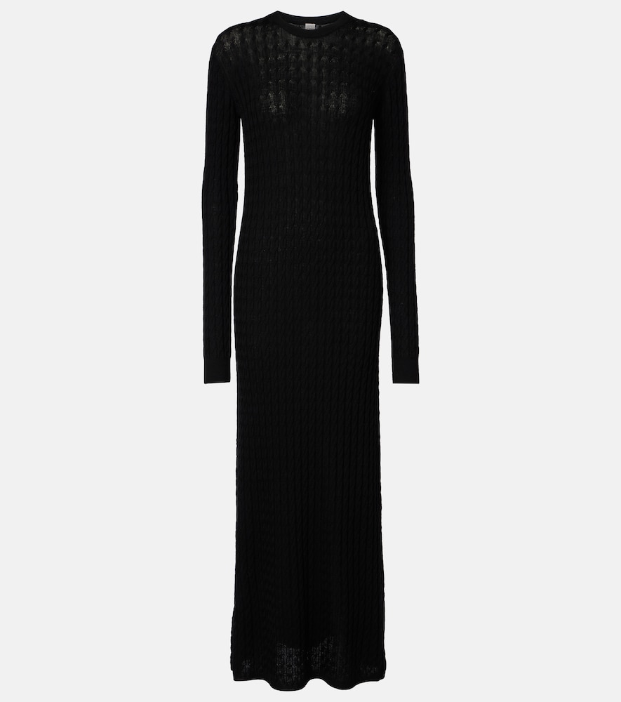 Toteme Women's Black Cable-Knit Wool Maxi Dress UK Size 10 - Mytheresa