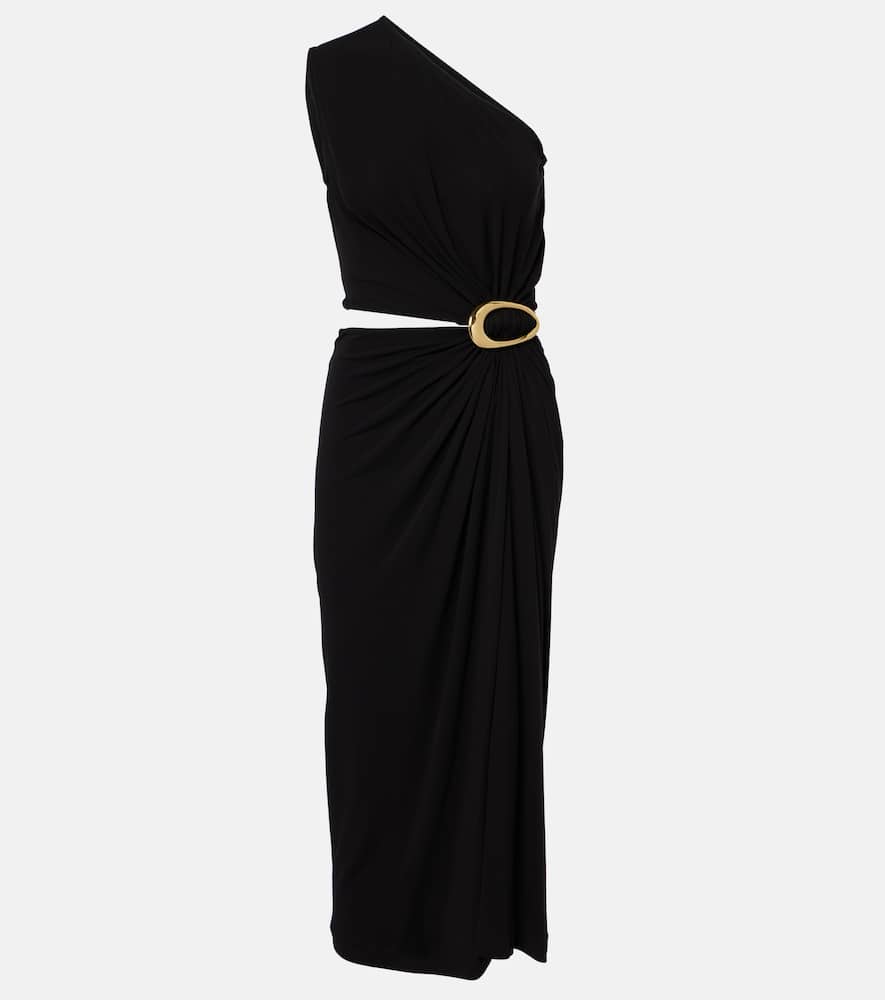 Bottega Veneta Viscose Jersey Midi Dress With Buckle In Black