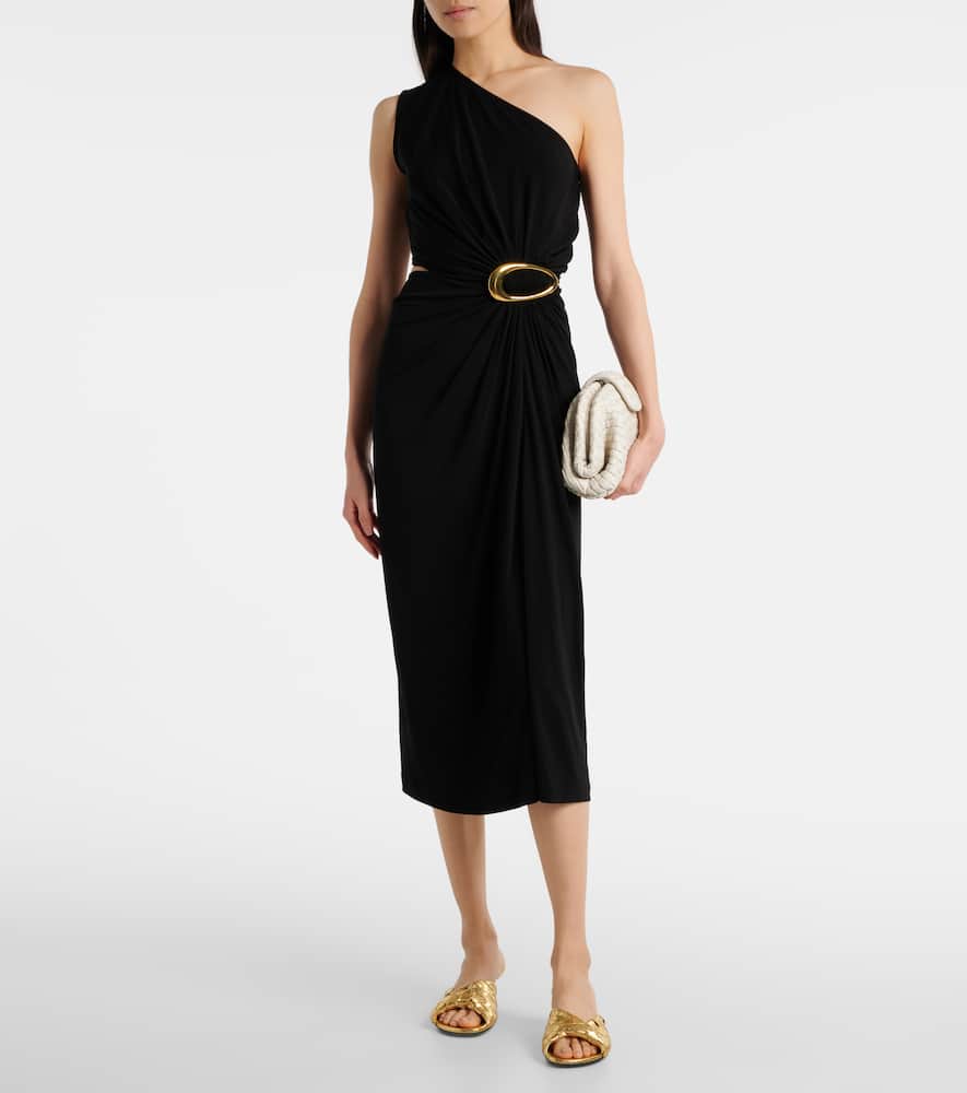 Bottega Veneta Viscose Jersey Midi Dress With Buckle In Black