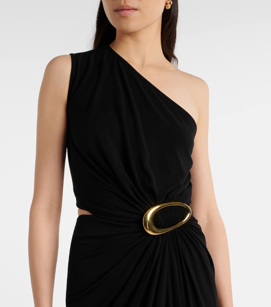 Bottega Veneta Viscose Jersey Midi Dress With Buckle In Black