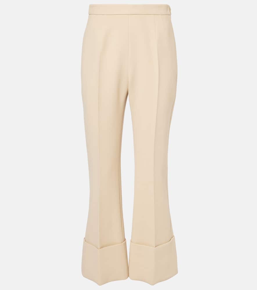 Valentino Virgin Wool Crêpe Flared Pants In Yellow