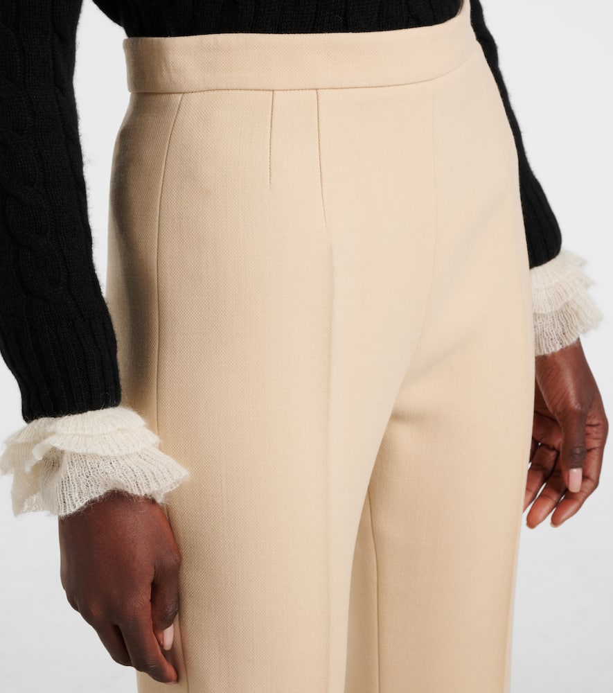 Valentino Virgin Wool Crêpe Flared Pants In Yellow