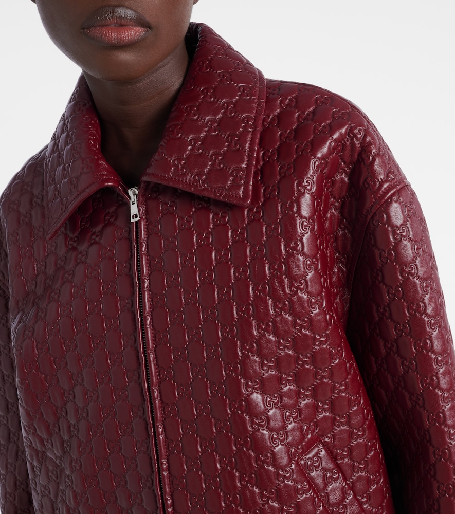  Gucci Gucci Gg Debossed Leather Jacket 