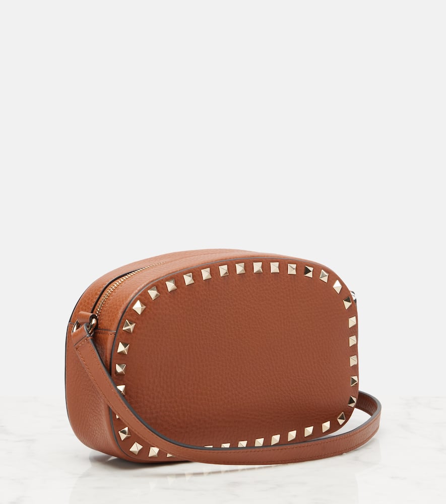 Valentino Rockstud Small Leather Shoulder Bag In Brown