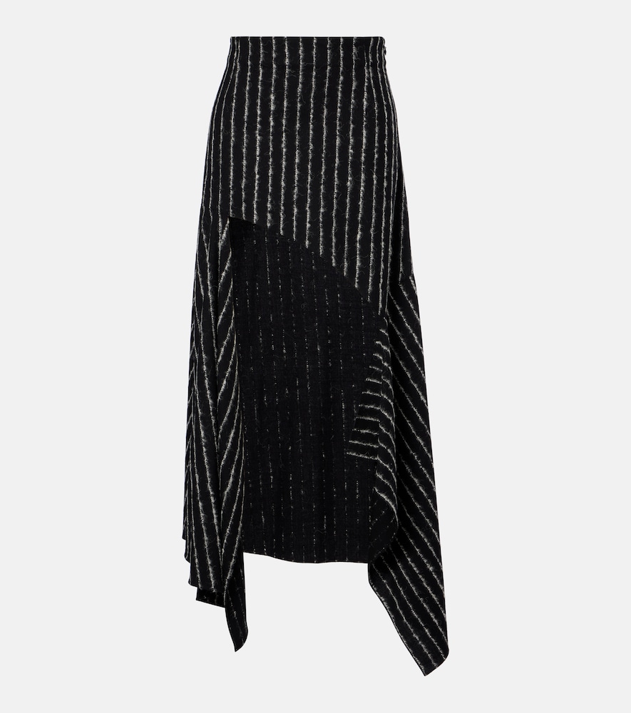 Mugler Striped Asymmetric Maxi Skirt