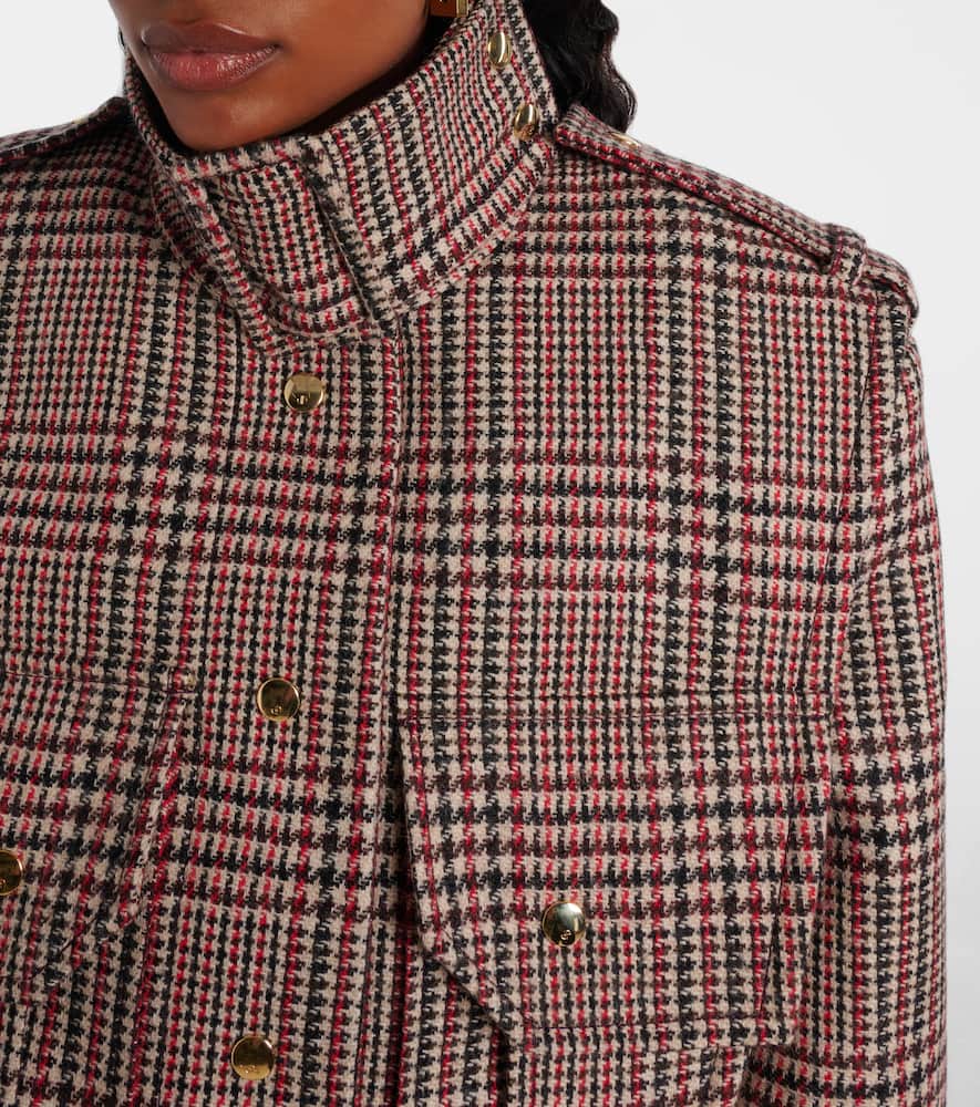 Patou Checked Virgin Wool Jacket In Gray