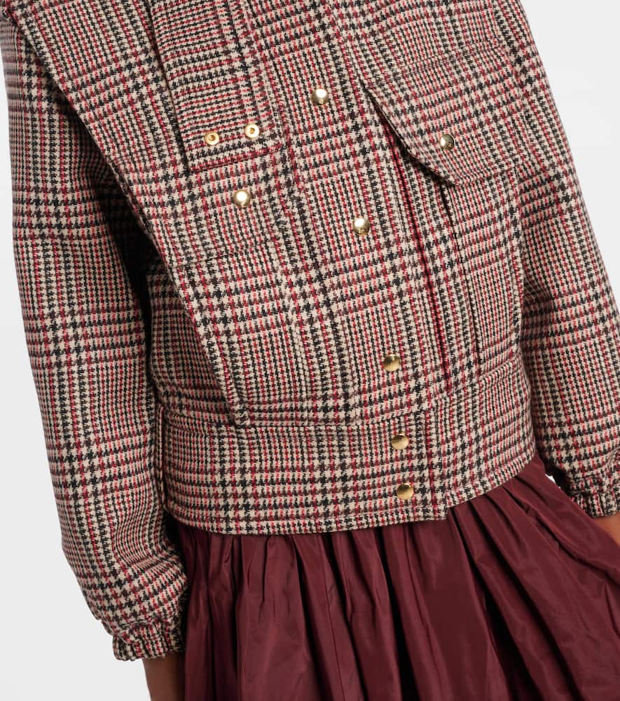 Patou Checked Virgin Wool Jacket In Gray
