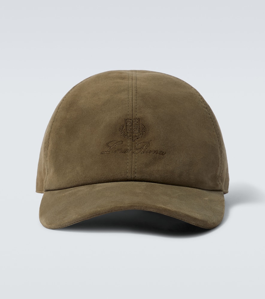 Loro Piana Logo Embroidered Suede Baseball Cap In Green