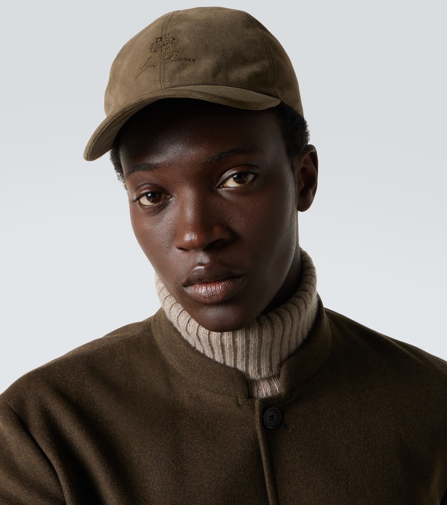 Loro Piana Logo Embroidered Suede Baseball Cap In Green