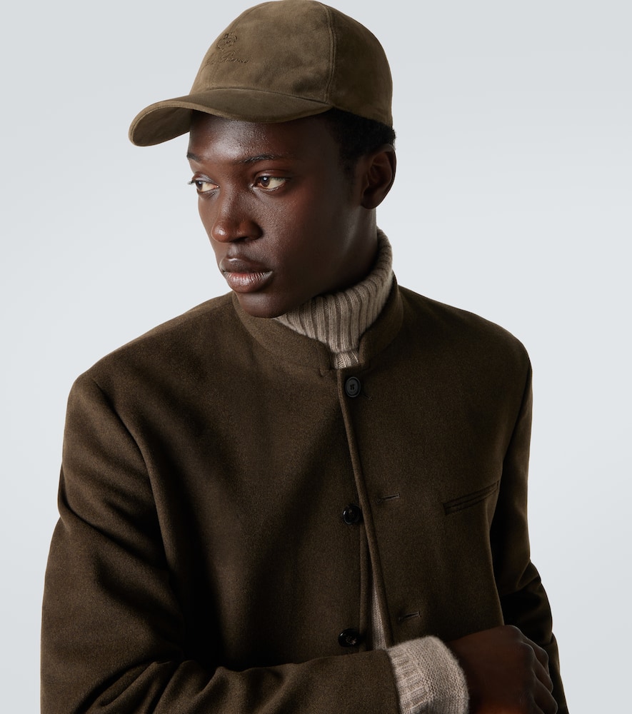 Loro Piana Logo Embroidered Suede Baseball Cap In Green
