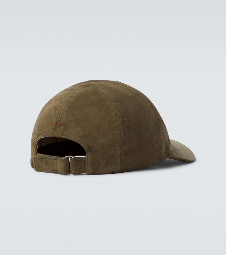 Loro Piana Logo Embroidered Suede Baseball Cap In Green