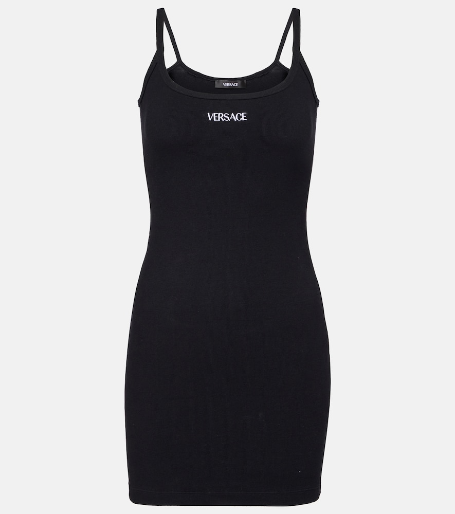 Versace Donna Abito Corto In Misto Cotone Nero It Taglia 44- Mytheresa