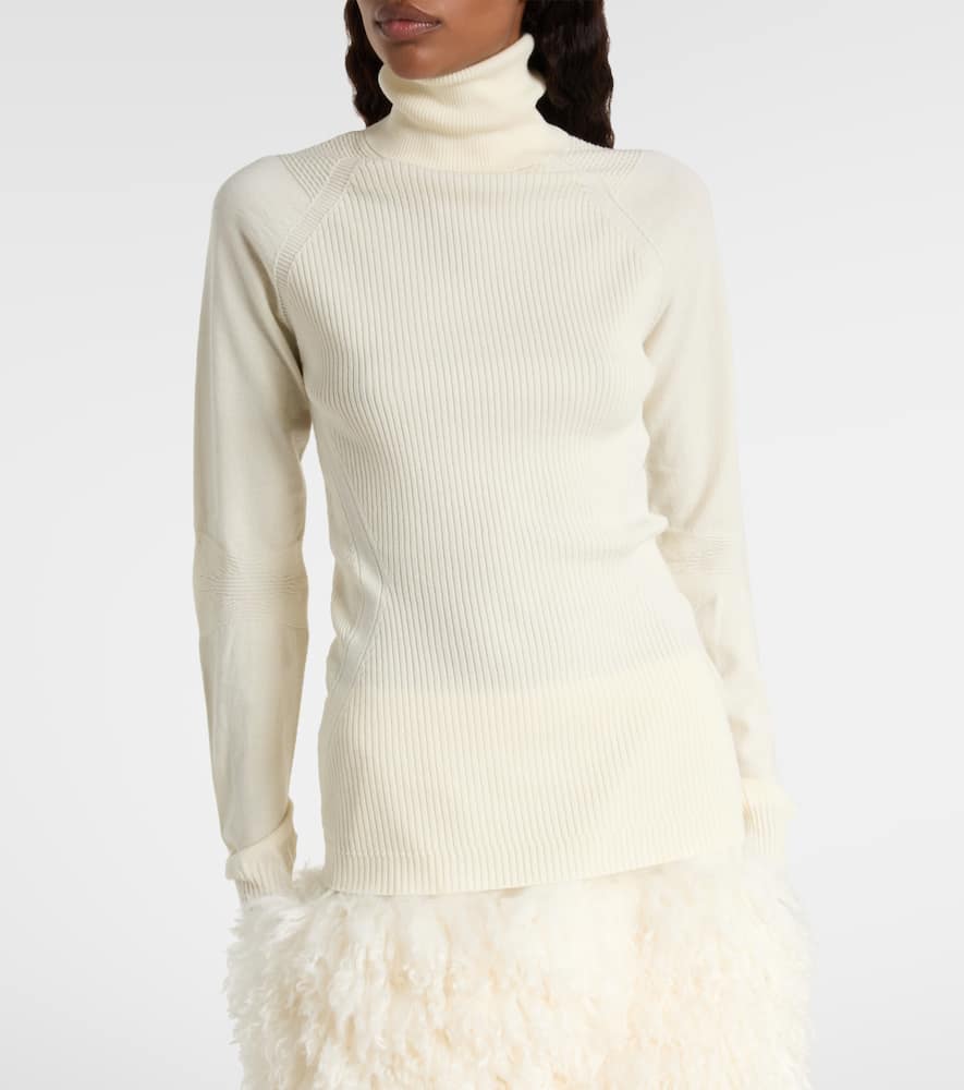Moncler Turtleneck Wool-blend Sweater In White
