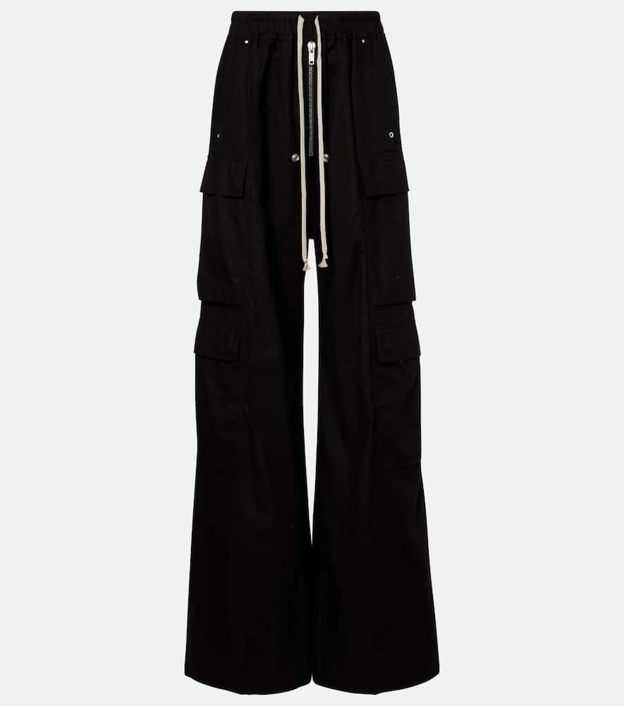 Rick Owens Belas Cotton And Wool Cargo Pants In Black