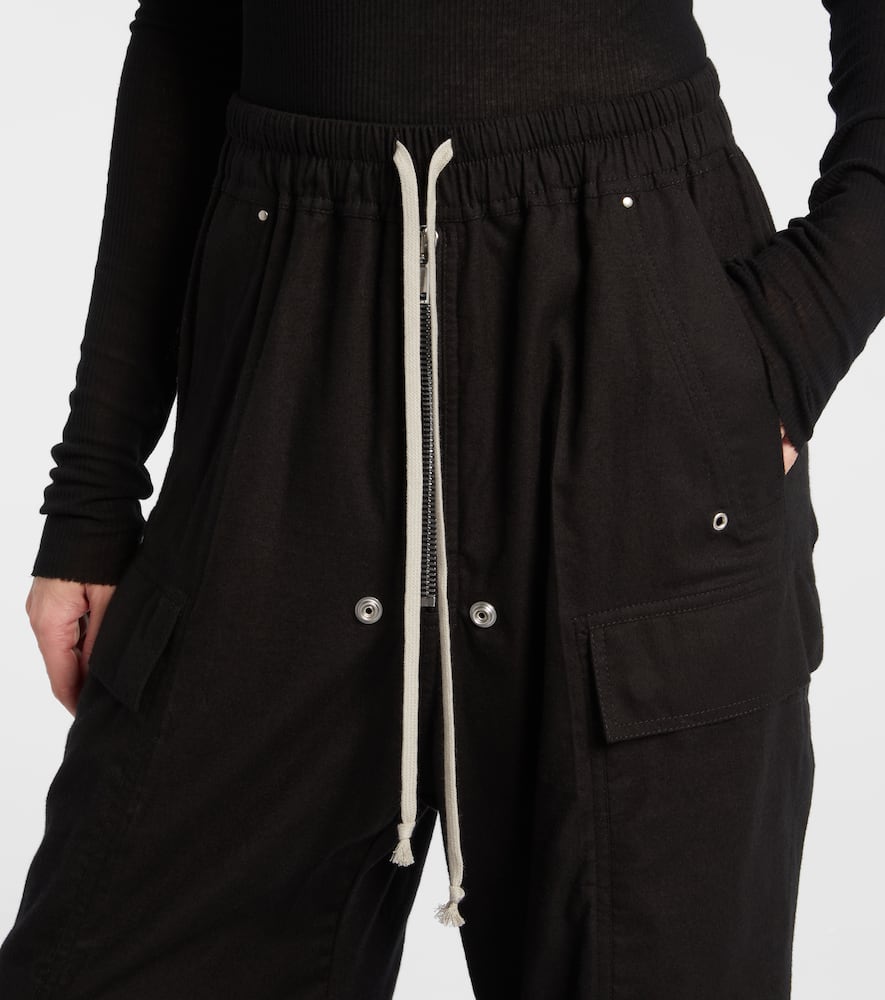 Rick Owens Belas Cotton And Wool Cargo Pants In Black