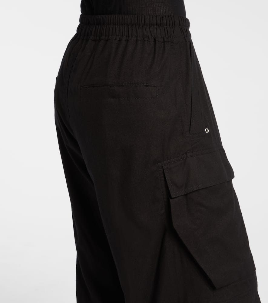 Rick Owens Belas Cotton And Wool Cargo Pants In Black