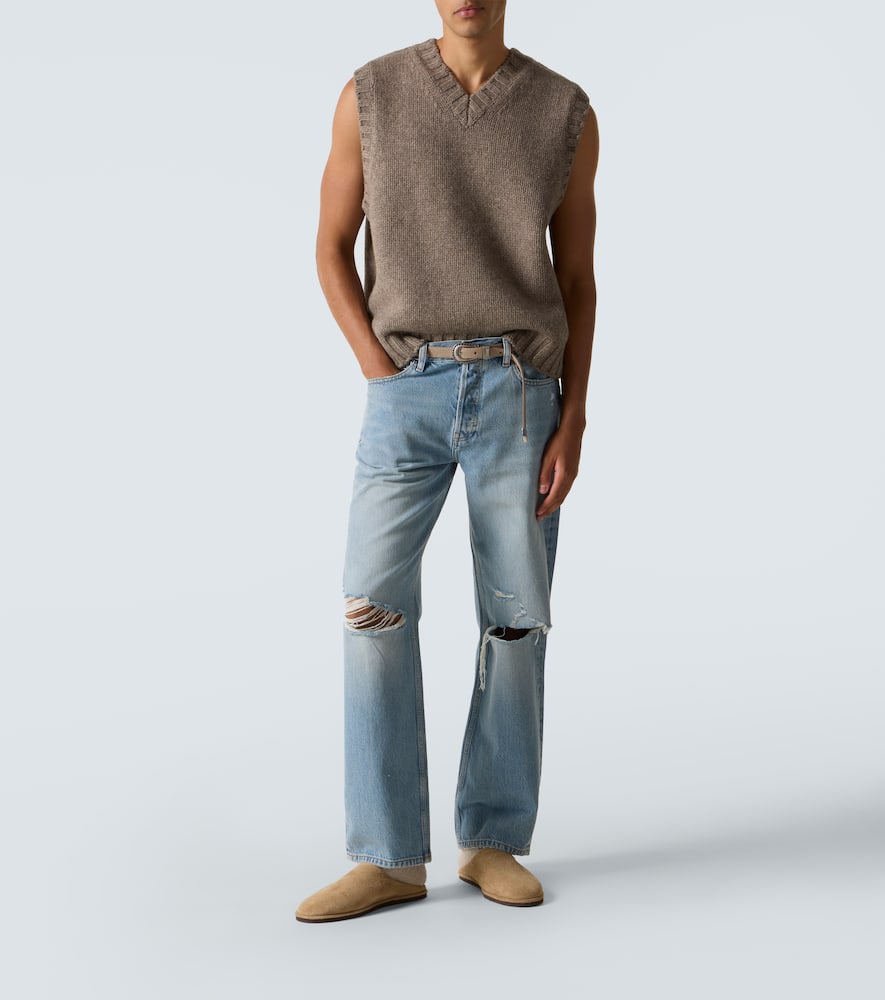 Frame Relaxed Jean Distressed Straight Jeans In Blue