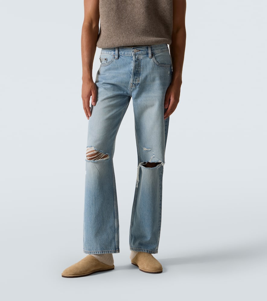 Frame Relaxed Jean Distressed Straight Jeans In Blue