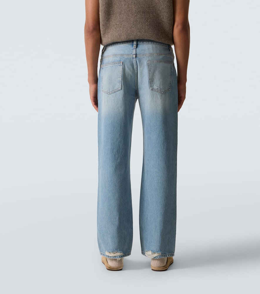 Frame Relaxed Jean Distressed Straight Jeans In Blue