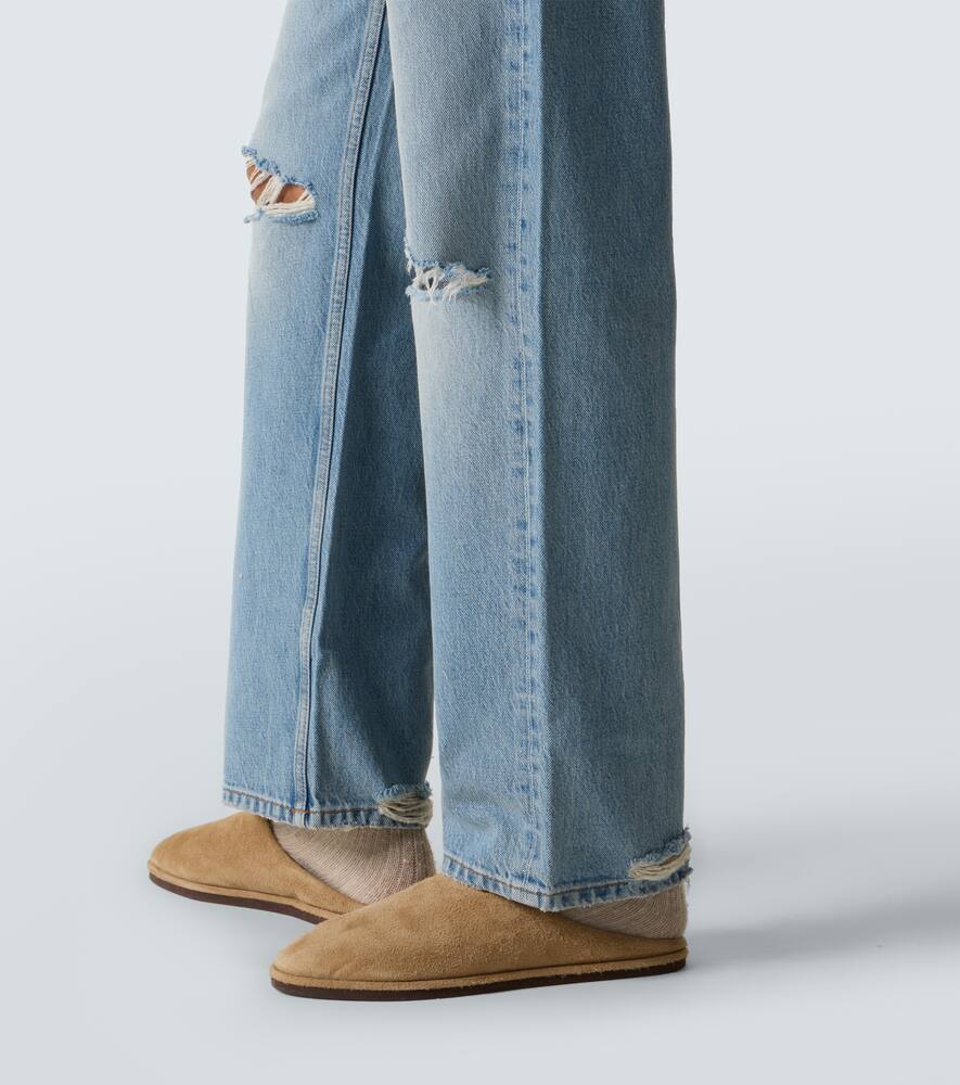 Frame Relaxed Jean Distressed Straight Jeans In Blue