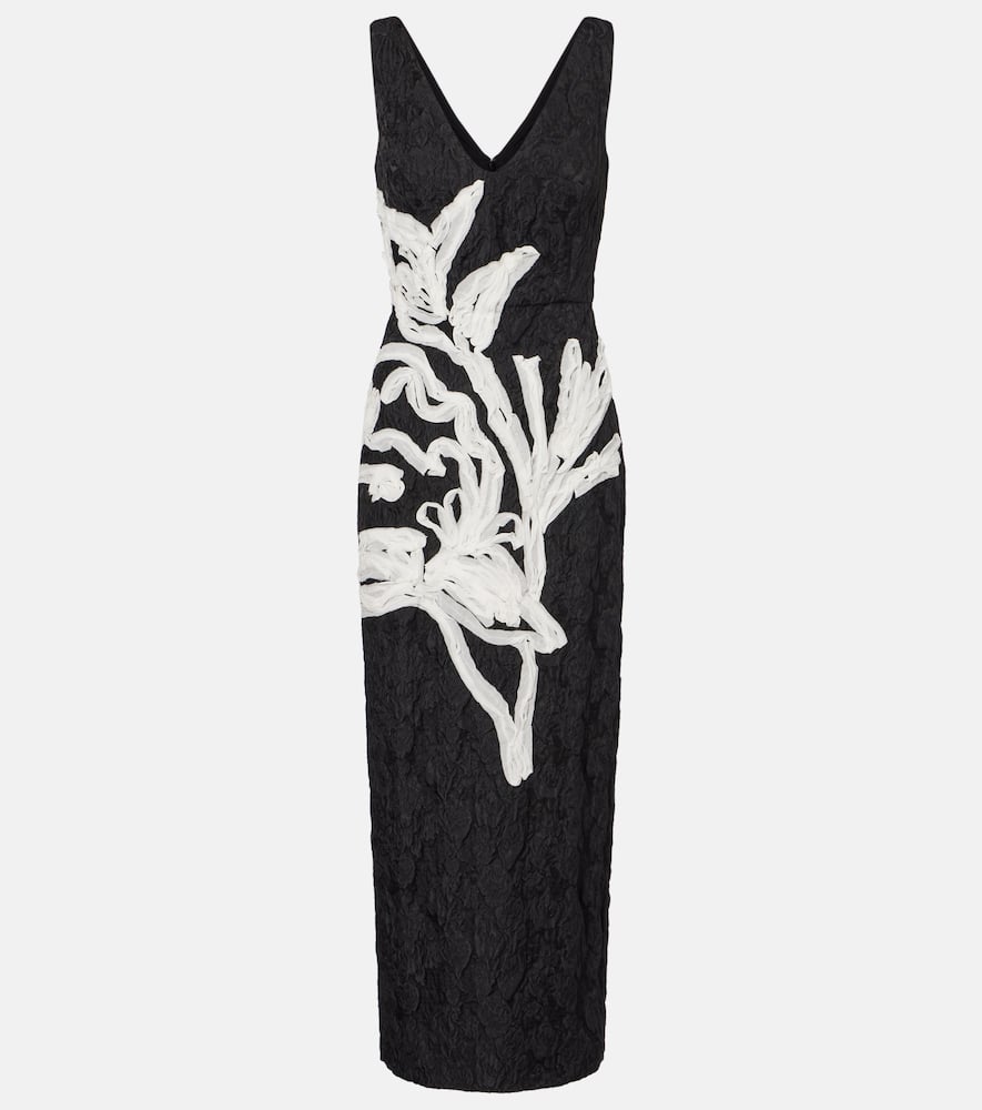 Erdem Floral Jacquard Midi Dress In Black