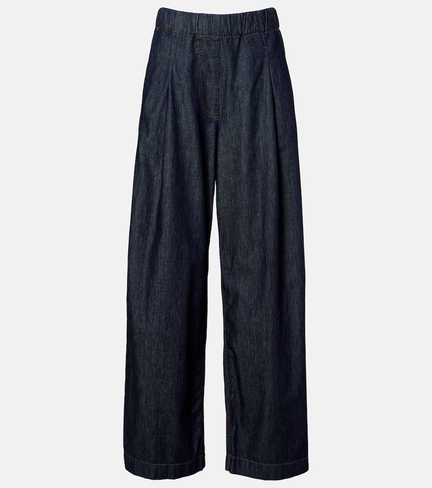 Dries Van Noten Pleated High-rise Wide-leg Jeans In Purple