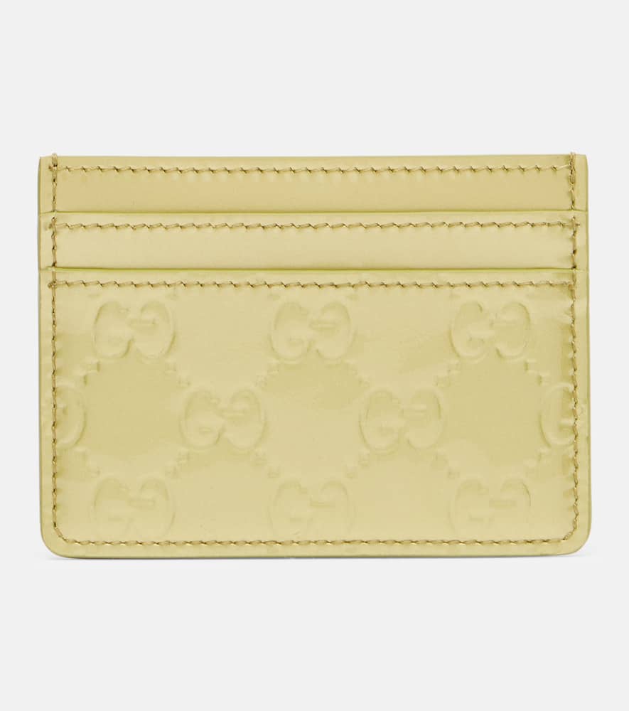 Gucci Gg Emblem Leather Card Holder In Brown