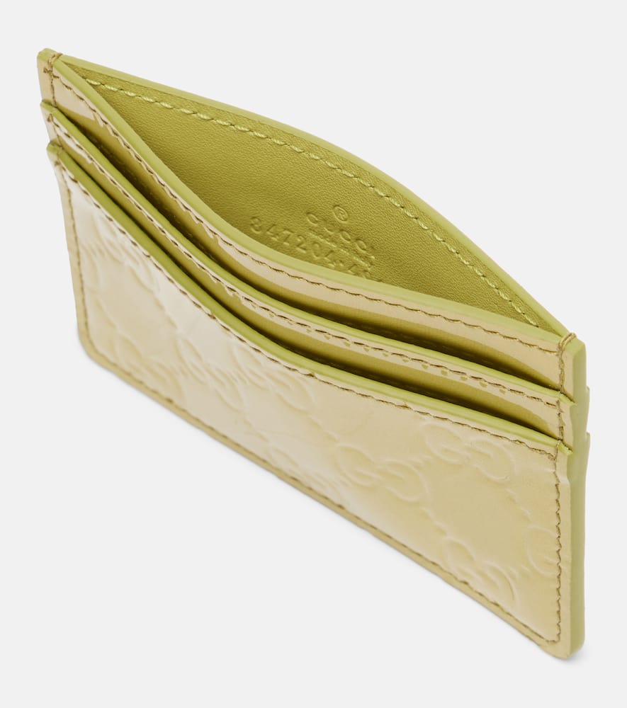 Gucci Gg Emblem Leather Card Holder In Brown