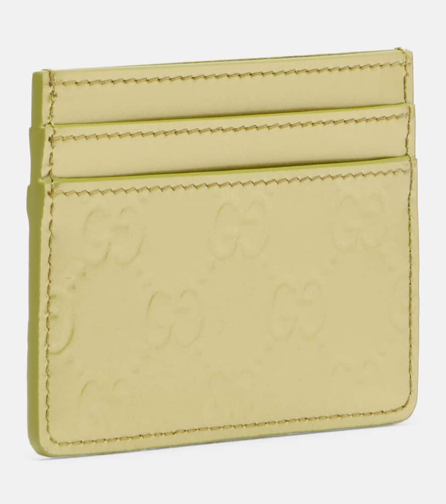 Gucci Gg Emblem Leather Card Holder In Brown