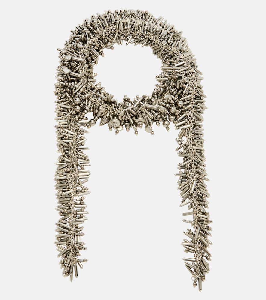 Dries Van Noten Beaded Scarf Necklace In Gold