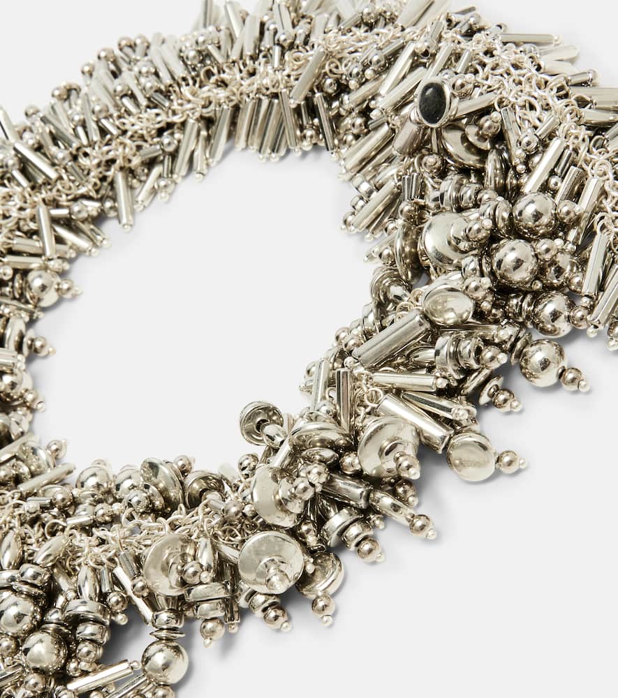 Dries Van Noten Beaded Scarf Necklace In Gold