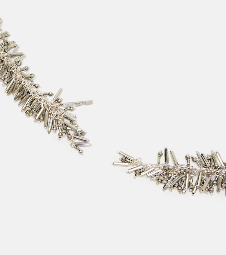 Dries Van Noten Beaded Scarf Necklace In Gold