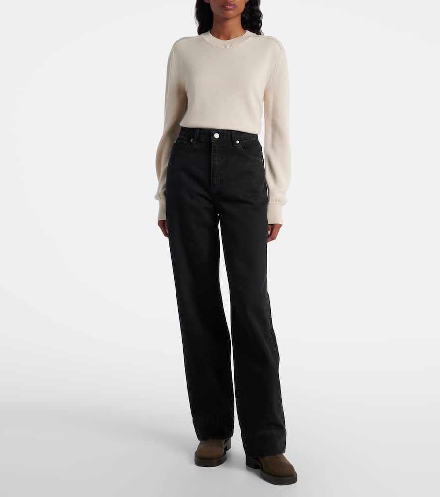 Frame Streamline High-rise Straight Jeans In Black