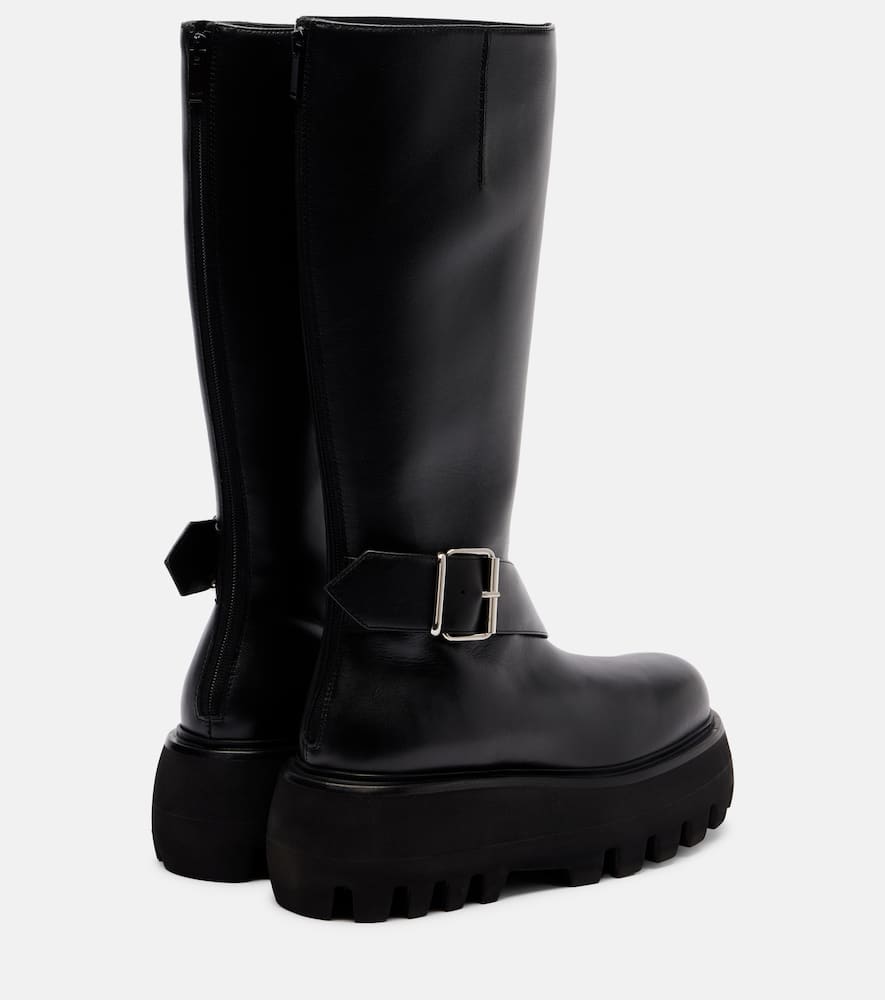 Alexander Mcqueen Leather Knee-high Boots In Black