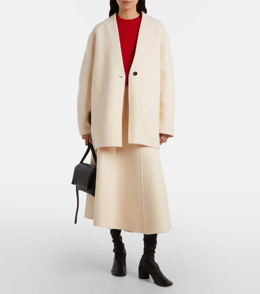 Moncler Genius X Jil Sander Virgin Wool Midi Skirt In White