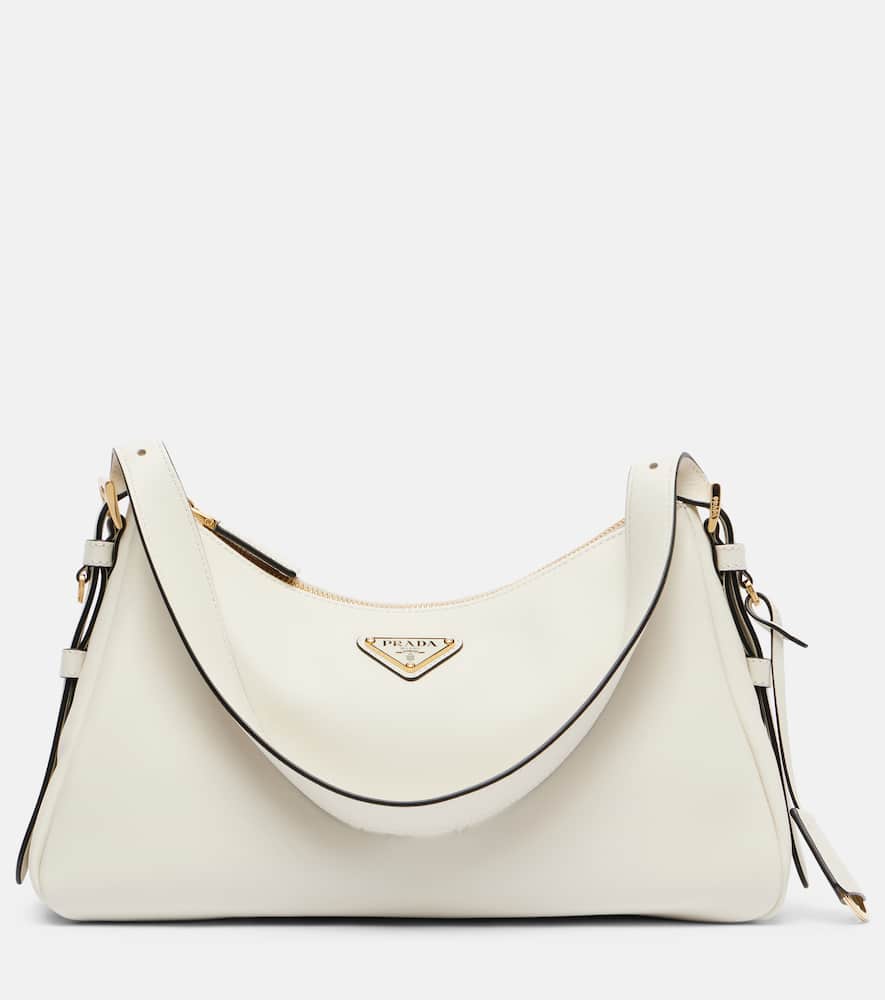 Prada Aimée Medium Leather Shoulder Bag In White